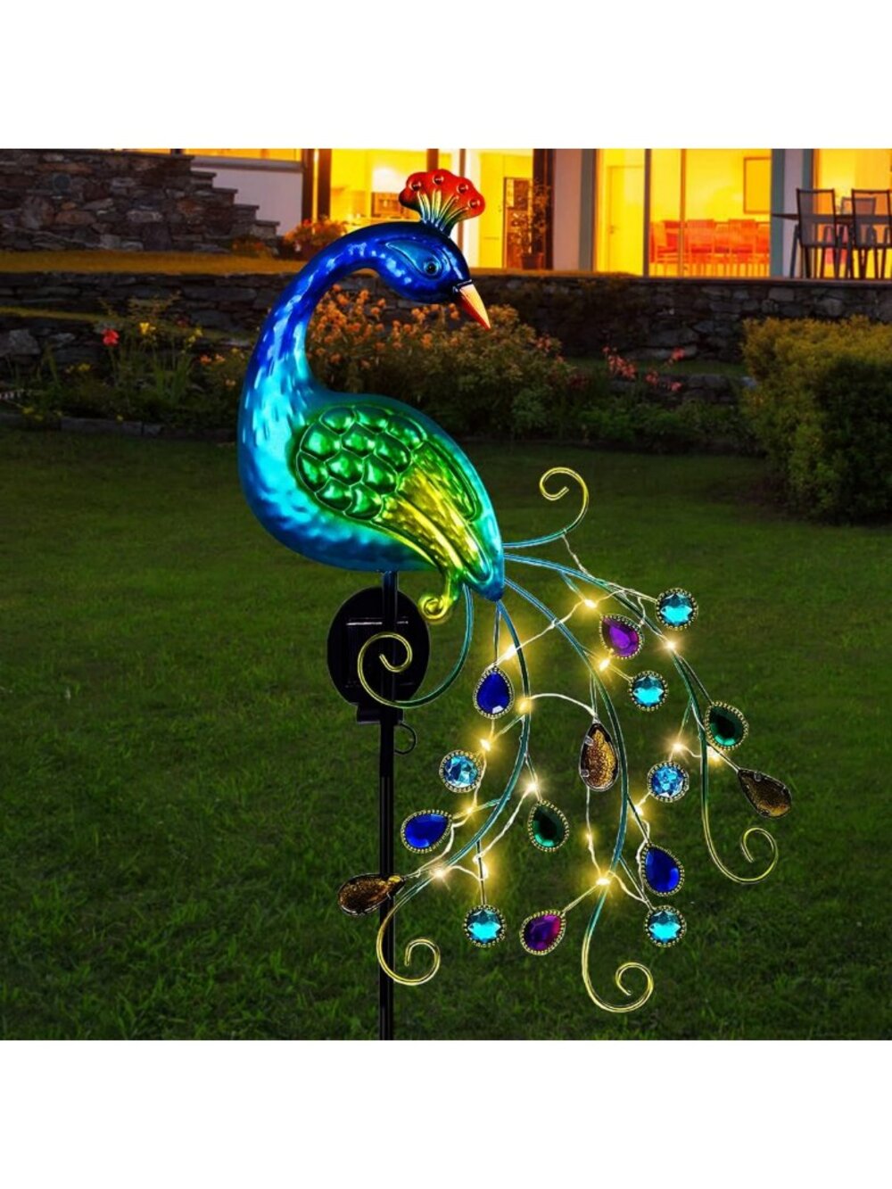 Colorful Peacock Solar Garden Lights - Waterproof LED Decorative Stake for